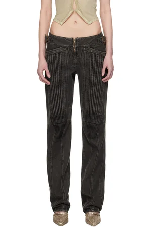 KNWLS Jean droit noir à coutures pincées