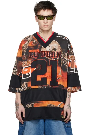 LU’U DAN T-shirt de style maillot de hockey noir et orange