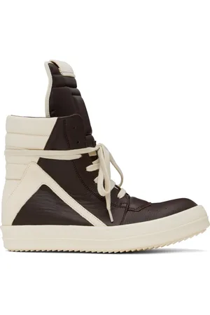 Rick Owens Baskets Geobasket brun et blanc cassé - Hollywood