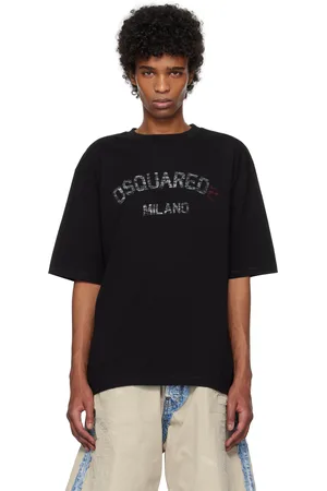 Dsquared2 T-shirt décontracté noir à logo à effet délavé