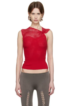 Isa Boulder Haut rouge à épaule à nœud exclusif à SSENSE