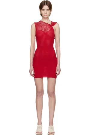 Isa Boulder Robe courte rouge en crochet à bretelle nouée