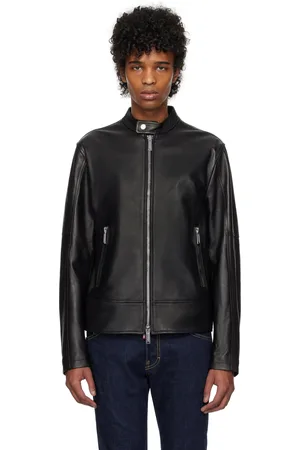 Dsquared2 Blouson motard noir en cuir