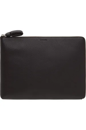 LEMAIRE Porte-document brun en cuir souple grainé