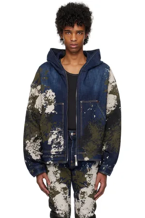 Dsquared2 Blouson de travail bleu marine en denim à glissière