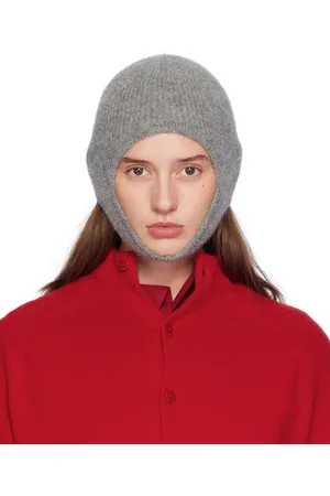 Jacquemus Bonnet de style capuche gris à écusson en gros-grain - La casa