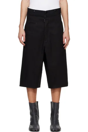 Maison Margiela Short noir en coton à taille étagée