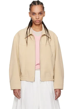 DUNST Blouson beige en suède synthétique à col classique