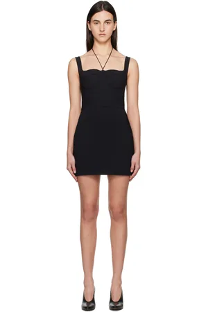 Nensi Dojaka Robe courte de style bustier noire à bonnets matelassés
