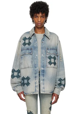 AMIRI Surchemise bleue en denim à appliqués à quadrigramme