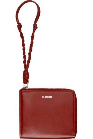 Jil Sander Pochette à monnaie rouge à dragonne nouée