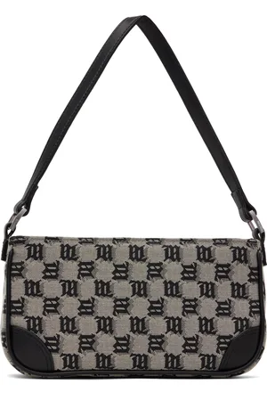 MISBHV Mini sac 90s beige et noir à monogrammes en jacquard