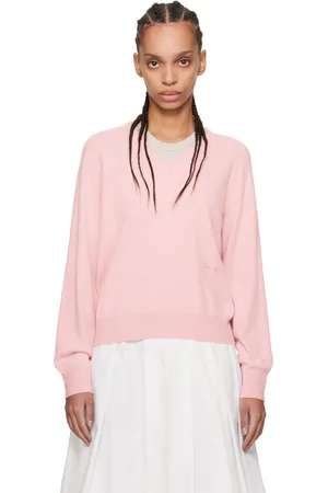 DUNST Pull rose en tricot brossé à col en V