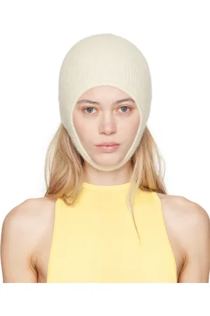 Jacquemus Bonnet de style capuche blanc cassé à écusson en gros-grain - La casa