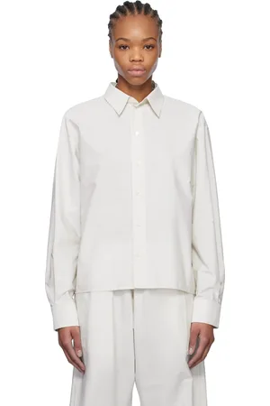 Maison Margiela Chemise blanche en popeline de coton à panneaux et à rayures