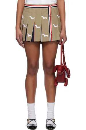 Thom Browne Minijupe kaki à plis et à logos Hector