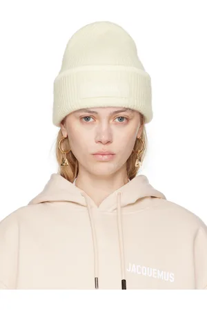 Jacquemus Bonnet blanc cassé à écusson en gros-grain