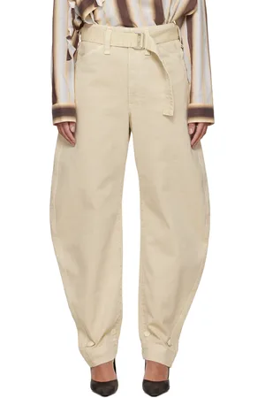 LEMAIRE Jean fuselé beige à ceinture