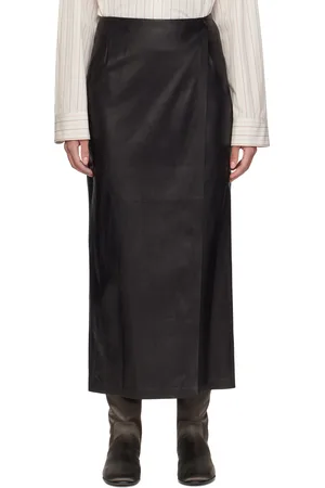 The Row Jupe longue Bert noire en cuir