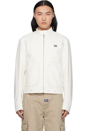 MISBHV Blouson ajusté blanc en denim à ferrures d