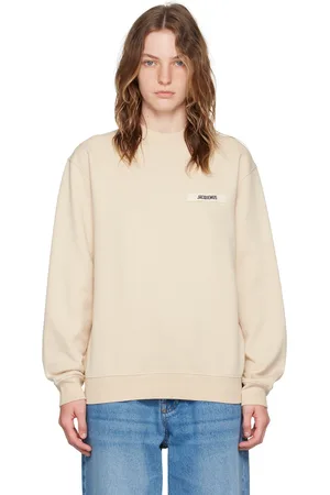 Jacquemus Pull molletonné beige à écusson en gros-grain - Les classiques