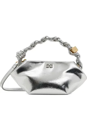 Ganni Mini sac argenté métallique à logos - Bou