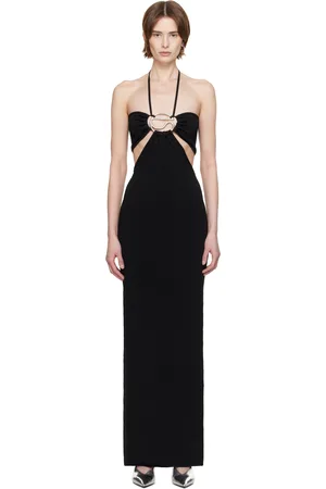 COPERNI Robe longue noire en tricot à corsage bain de soleil