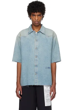 Maison Margiela Chemise à manches courtes bleue en denim