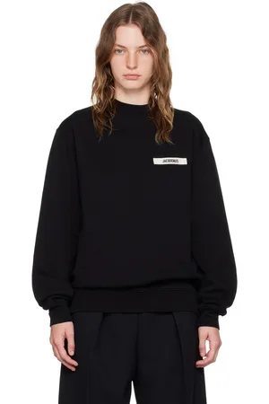 Jacquemus Pull molletonné noir à écusson en gros-grain - Les classiques