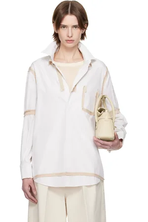 Maison Margiela Chemise blanc cassé à garnitures contrastantes