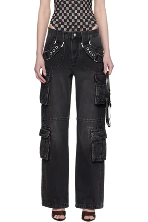 MISBHV Jean noir à sangles de style harnais