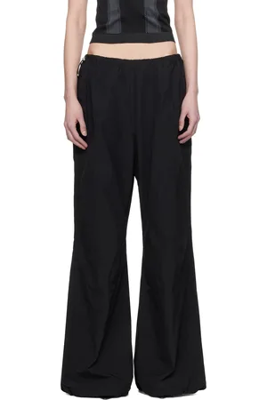 MISBHV Pantalon parachute noir en taffetas froissé de nylon exclusif à SSENSE