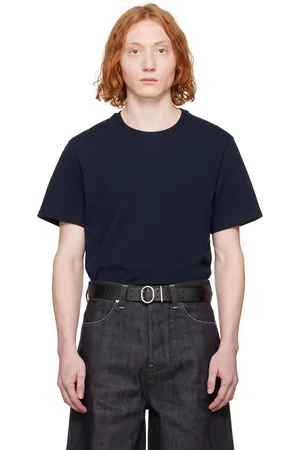 Jil Sander T-shirt bleu marine à col ras du cou - +
