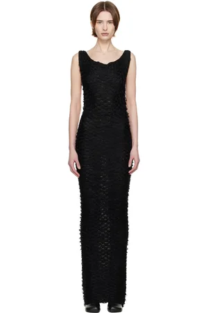 Entire Studios Robe longue noire en tricot texturé