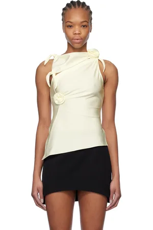 COPERNI Débardeur asymétrique blanc cassé à appliqués floraux