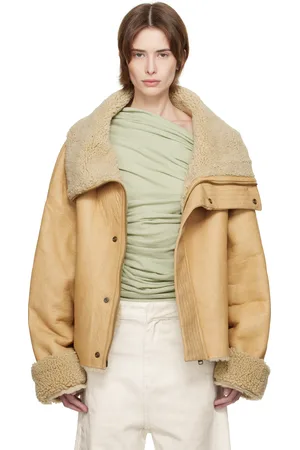 Entire Studios Blouson Bulk beige à garnitures en peau retournée