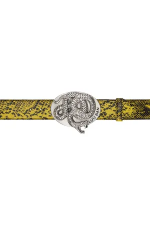 LU’U DAN Ceinture noir et jaune gaufrée façon python - Year of the Snake