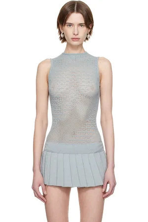 Isa Boulder Justaucorps bleu en tricot côtelé à corsage bain de soleil
