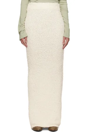 Entire Studios Jupe longue blanc en tricot à poils longs