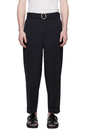Jil Sander Pantalon bleu marine à ceinture
