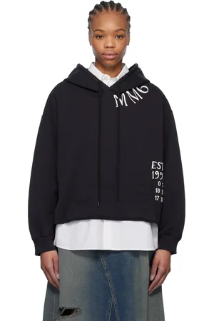 Maison Margiela Pull à capuche noir à bord brut