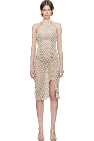 Isa Boulder Robe midi beige à corsage bain de soleil exclusive à SSENSE