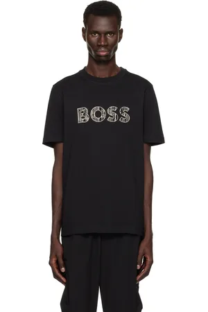 HUGO BOSS T-shirt noir à logo imprimé