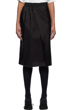 Maison Margiela Jupe midi noire à bords effilochés