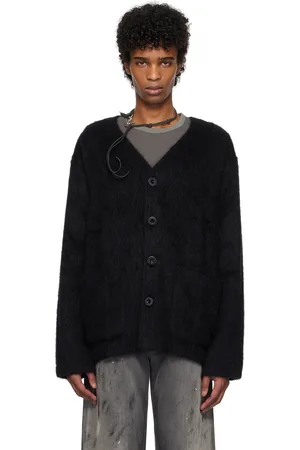 OUR LEGACY Cardigan noir en tricot à poils longs