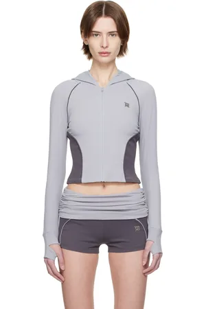 MISBHV Pull à capuche de sport gris en LYCRA® à glissière
