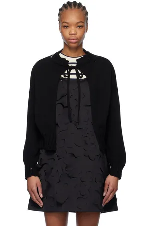 Marni Pull noir à garnitures en tricot côtelé à effet usé