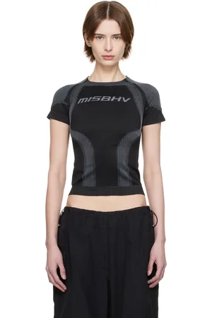 MISBHV T-shirt de sport noir à motifs et logo en jacquard