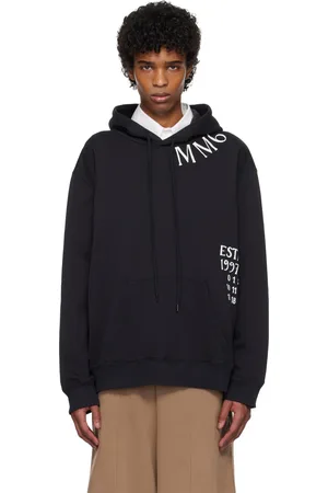 Maison Margiela Pull à capuche noir à logos imprimés