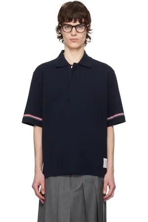Thom Browne Polo de rugby bleu marine